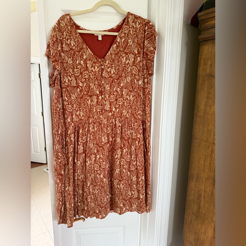 Garnet Hill rust  and Cream Floral  Dress